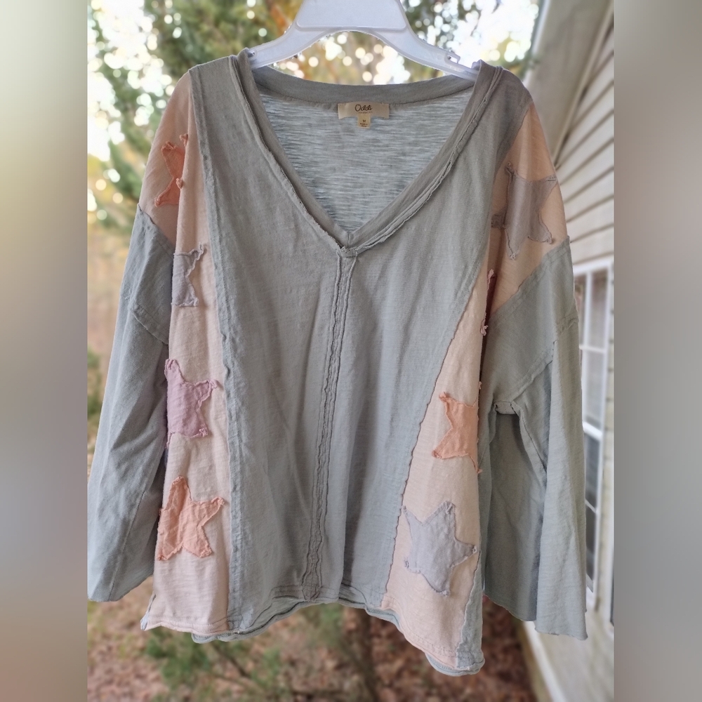 Chill V-Neck Star Patchwork Pastel Jersey